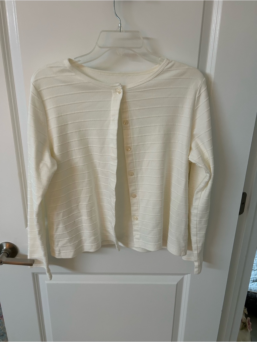 Coral Bay Cream Button-Front Ribbed Cardigan